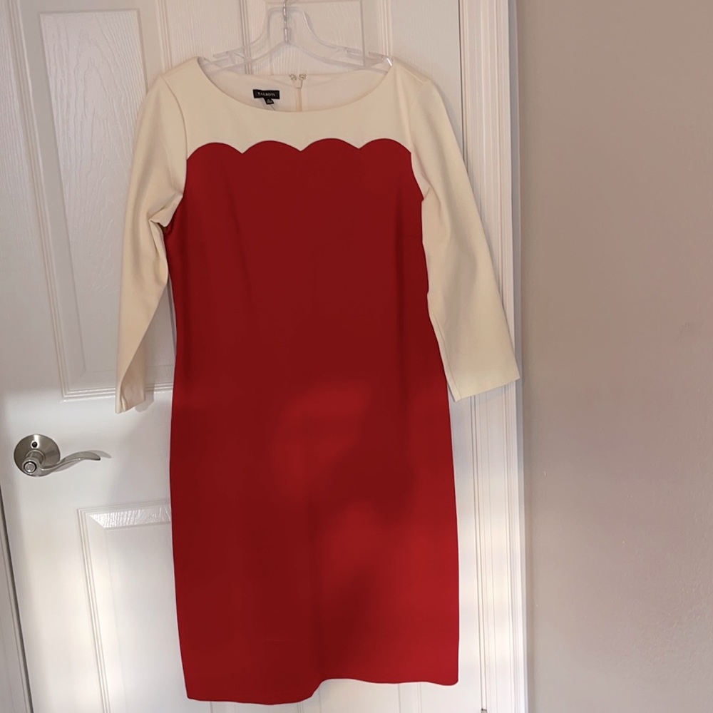 Talbots Red And Cream Dress Size 10